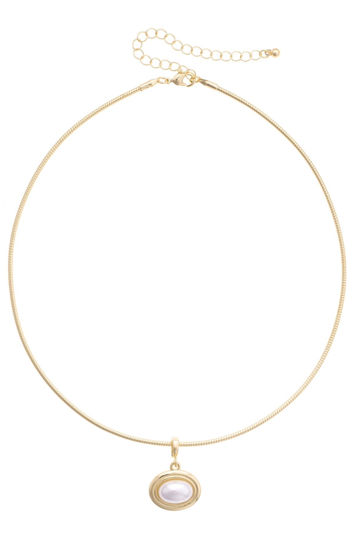 Pearl Cabachon Skinny Collar Necklace in Ivory