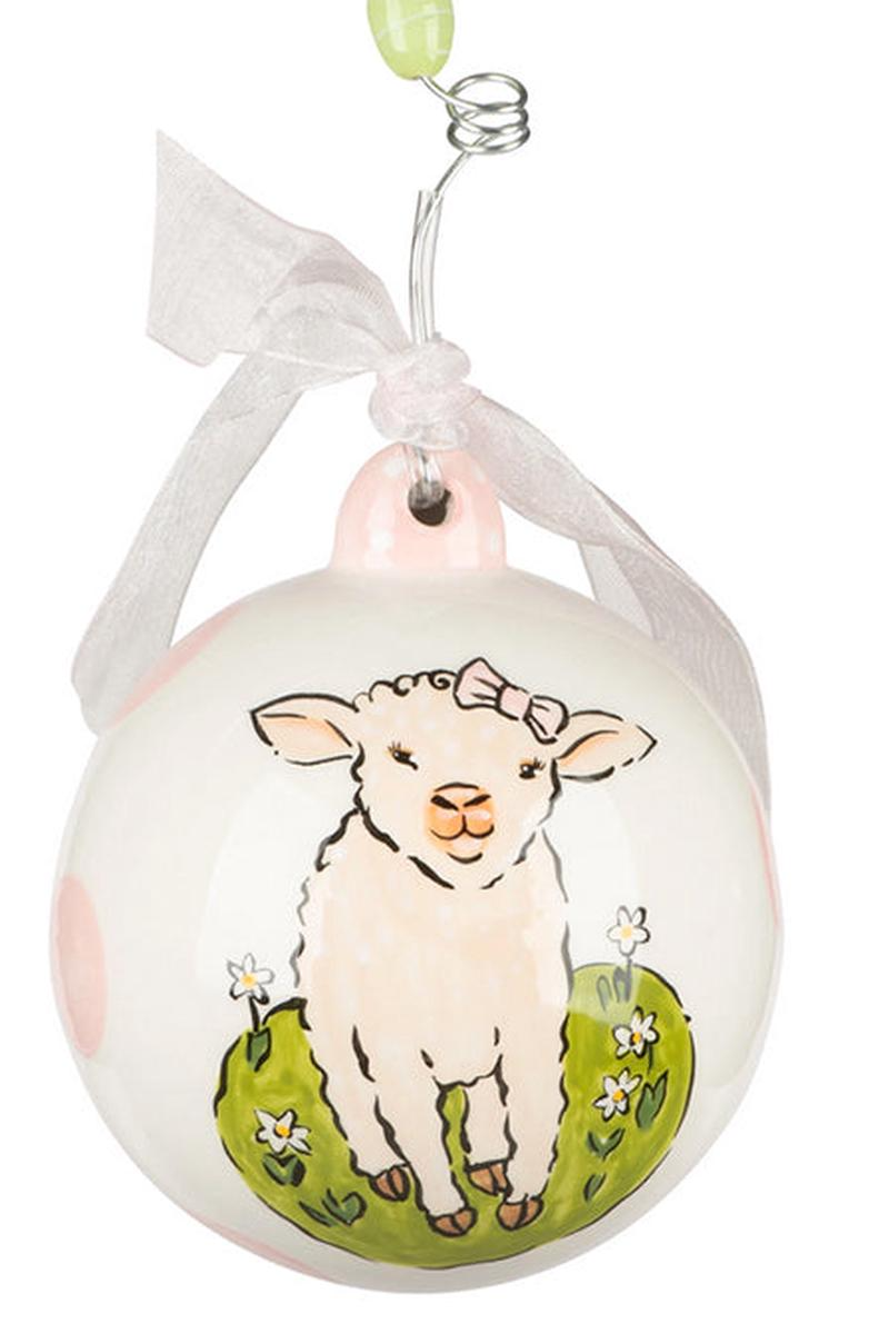 Lamb Baby's First Girl Ornament