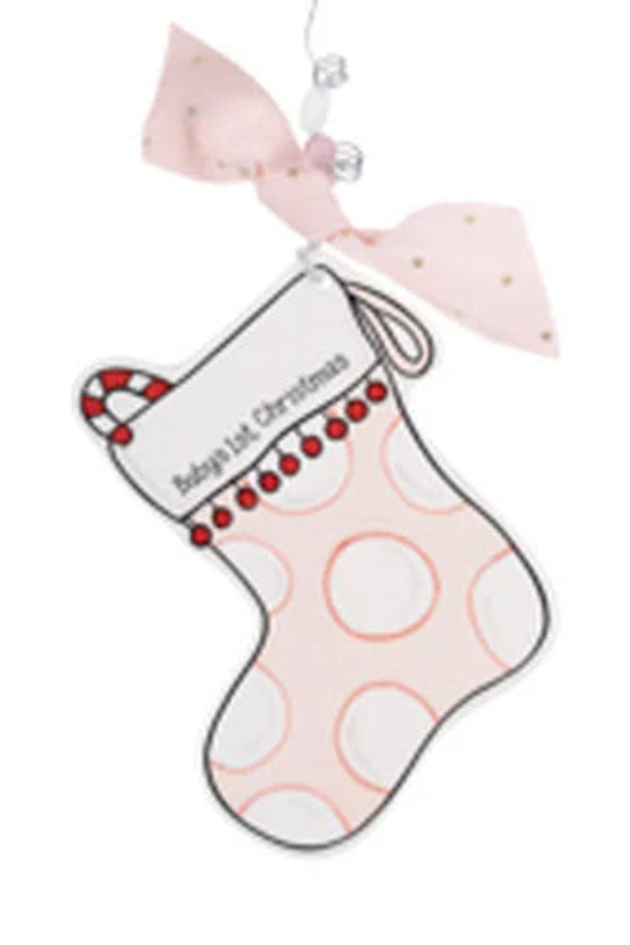 Pink Stocking Flat Ornament
