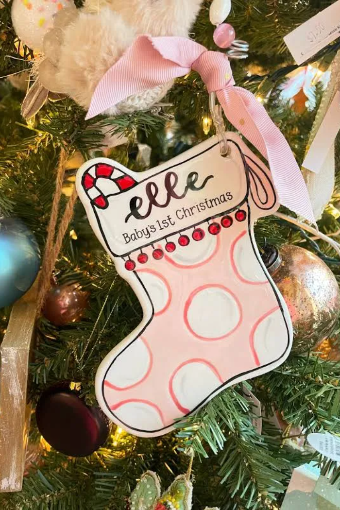 Pink Stocking Flat Ornament