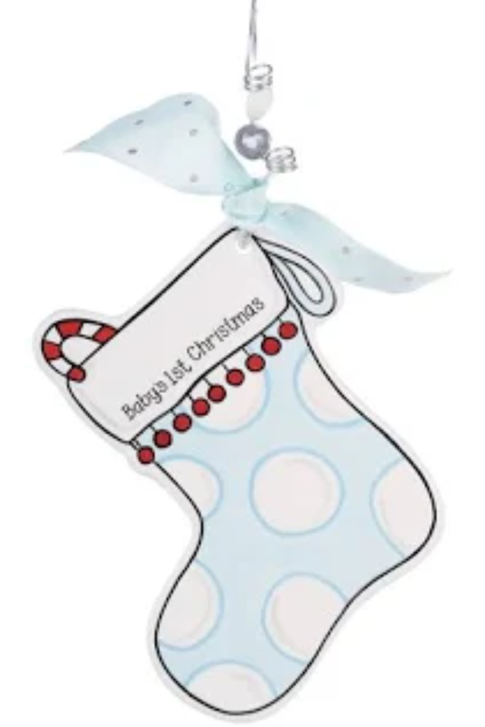 Blue Stocking Flat Ornament
