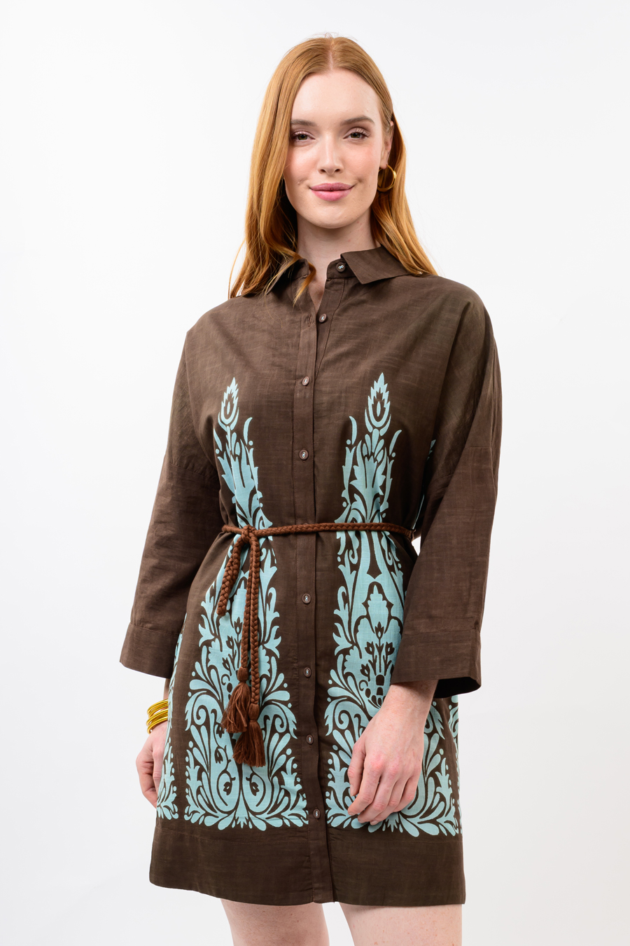 Border Print Shift Dress