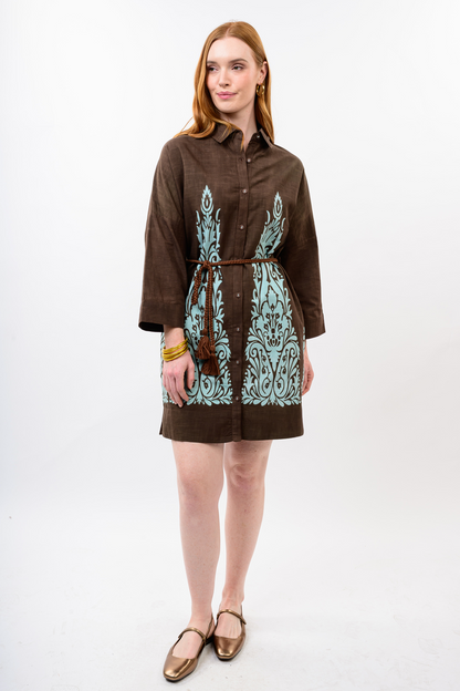 Border Print Shift Dress