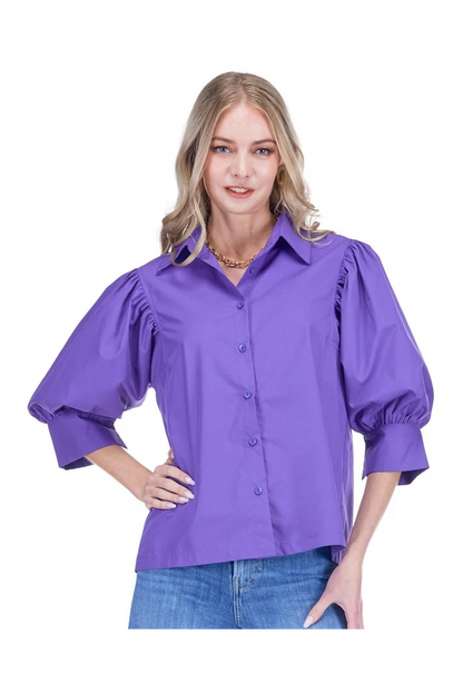 Purple Puff Sleeve Shirt