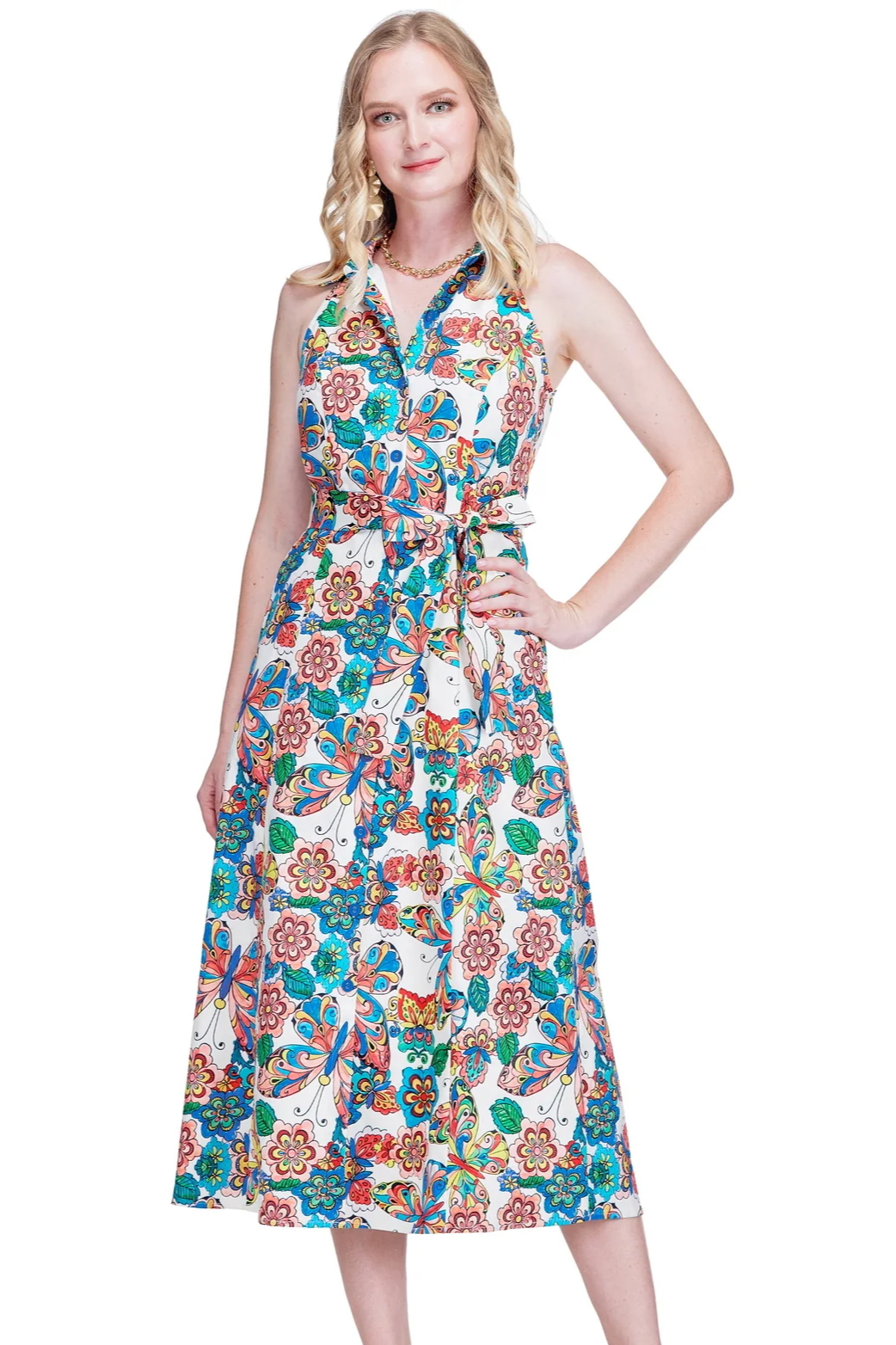 Artistic Flight Halter Maxi Dress
