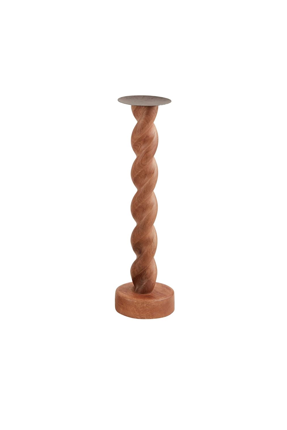 Small Twisted Wood Candlestick