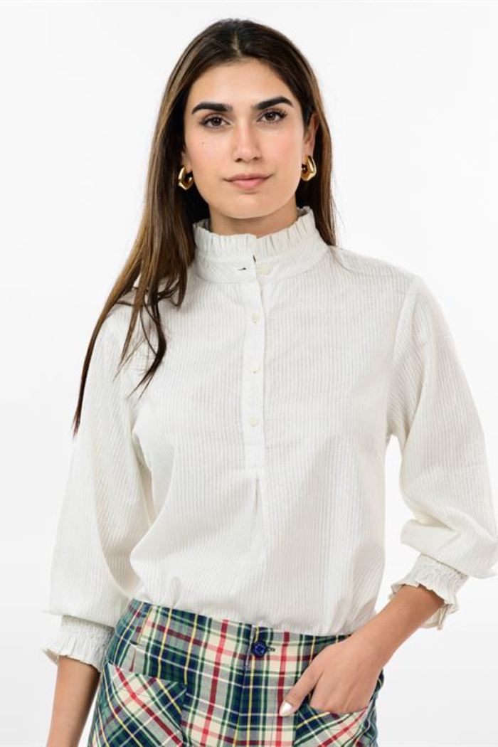 Metallic Stripe Long Sleeve Top