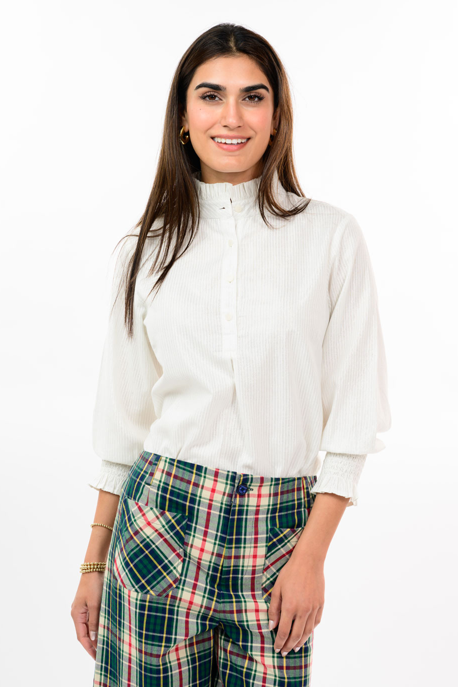Metallic Stripe Long Sleeve Top