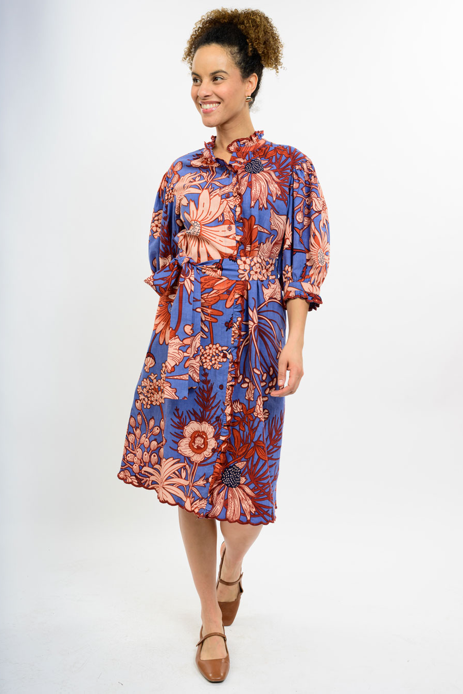Scallop Midi Dress