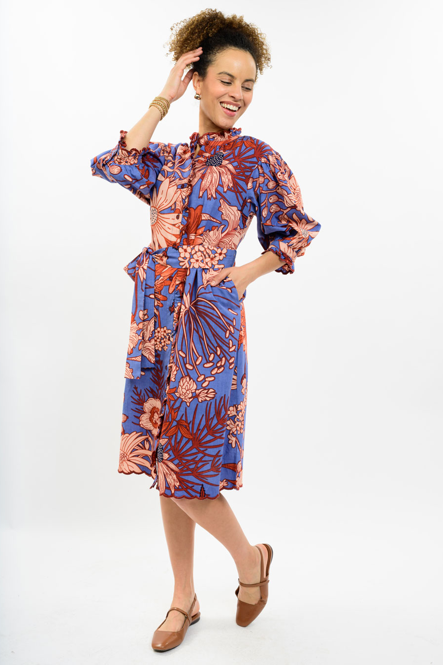 Scallop Midi Dress