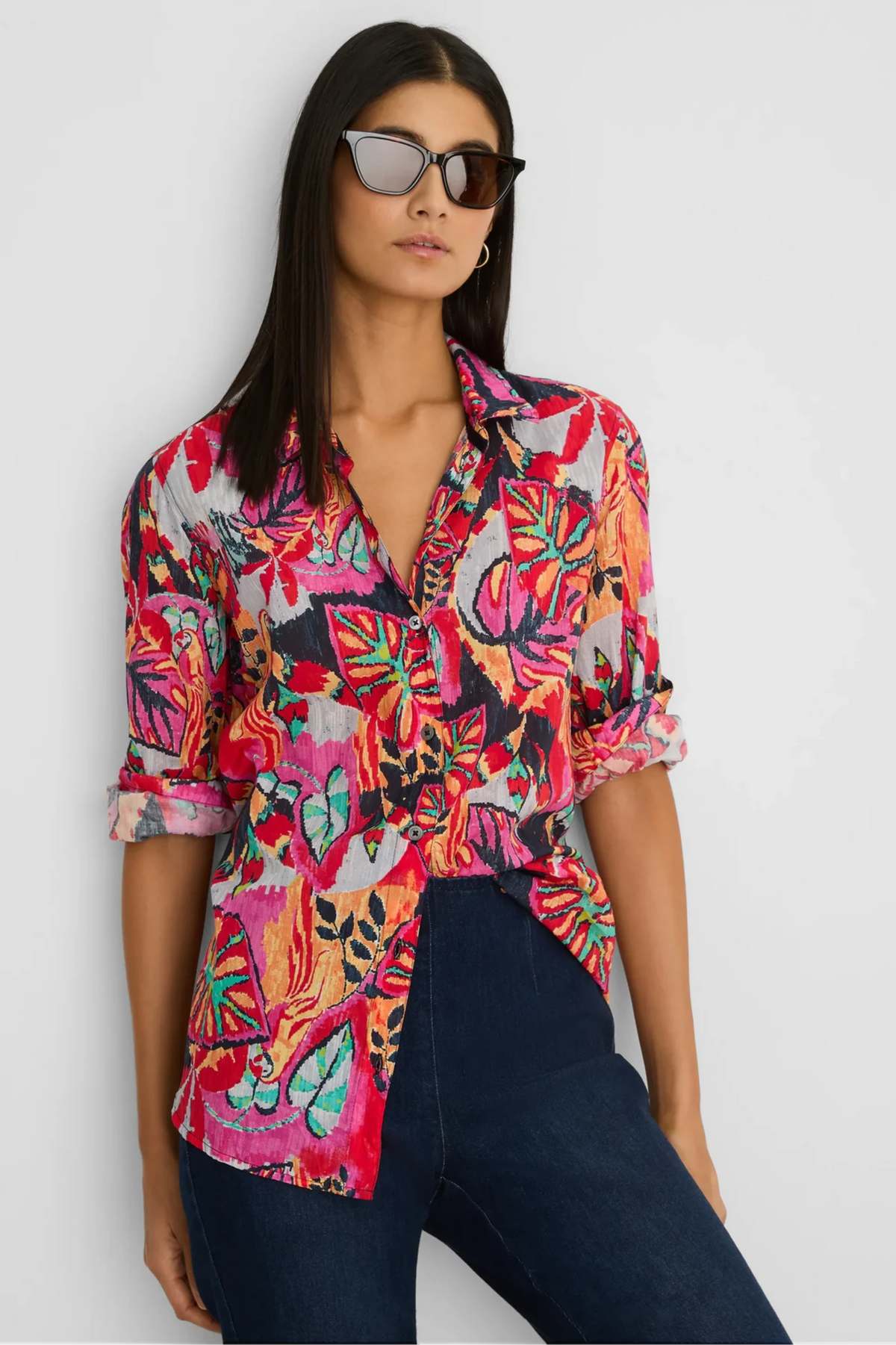 Red Multi Garden Cotton Shirt