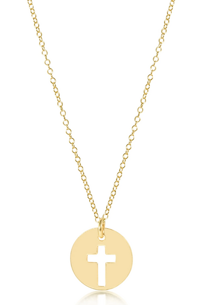 16" Necklace Gold - Blessed Gold Disc