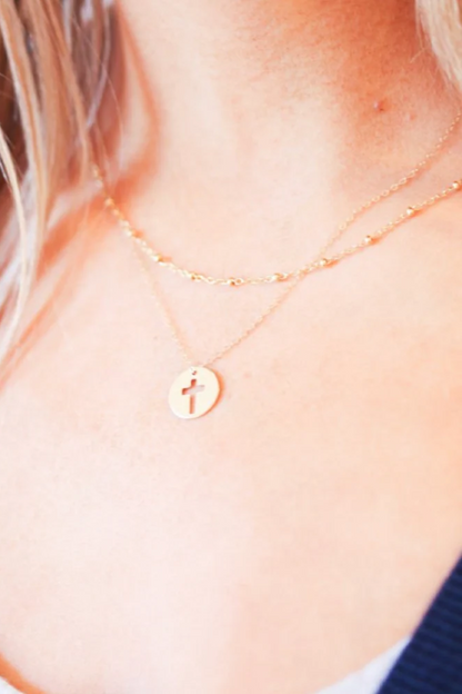 16" Necklace Gold - Blessed Gold Disc