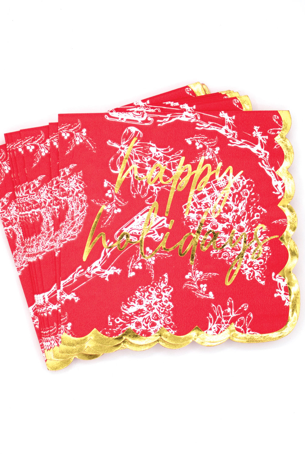 Paper Beverage Napkin Packs - Red Toile