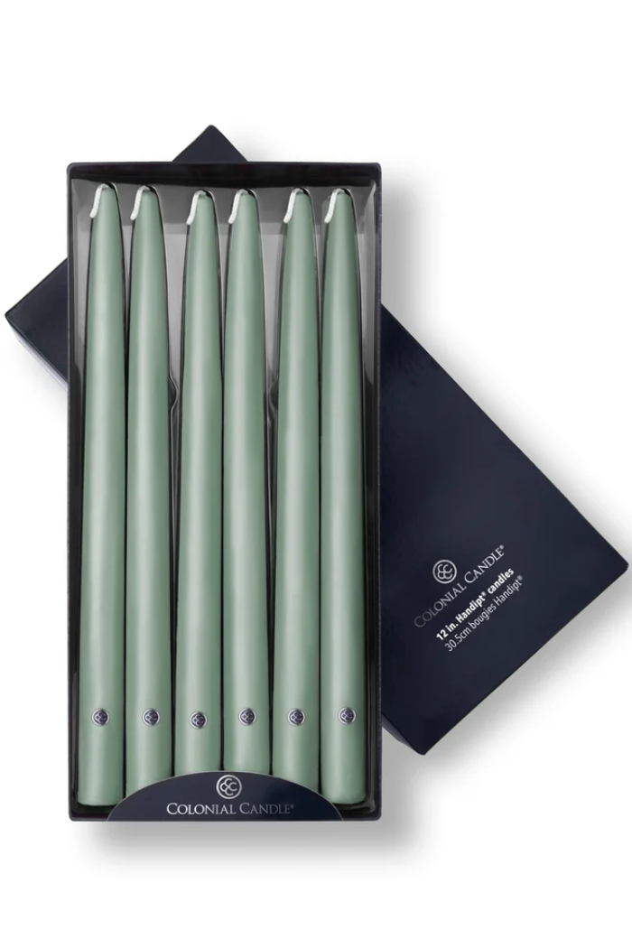 12 in Classic Colonial Green Taper Candles