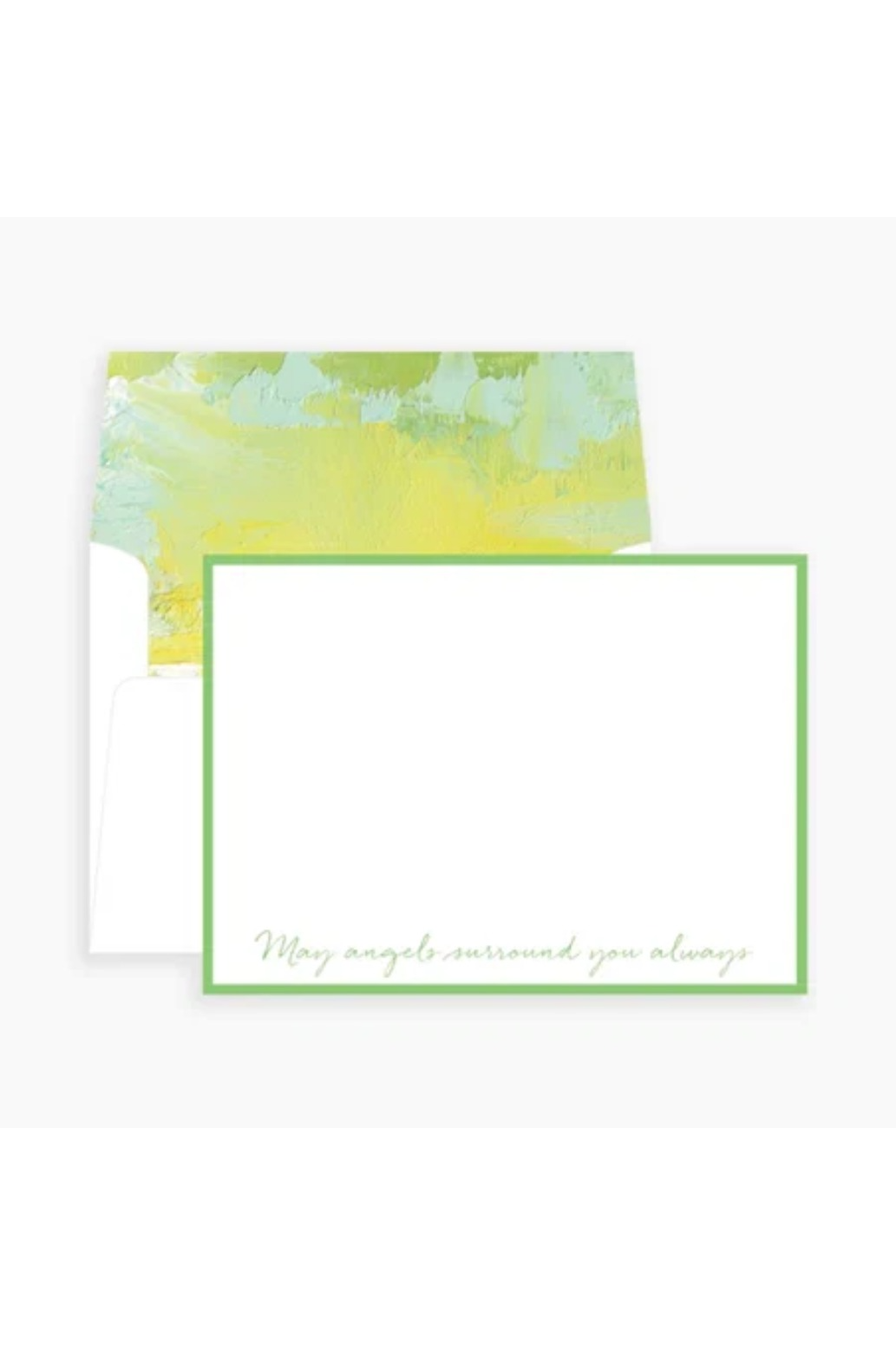 May Angels Surround You Always Notecards Green