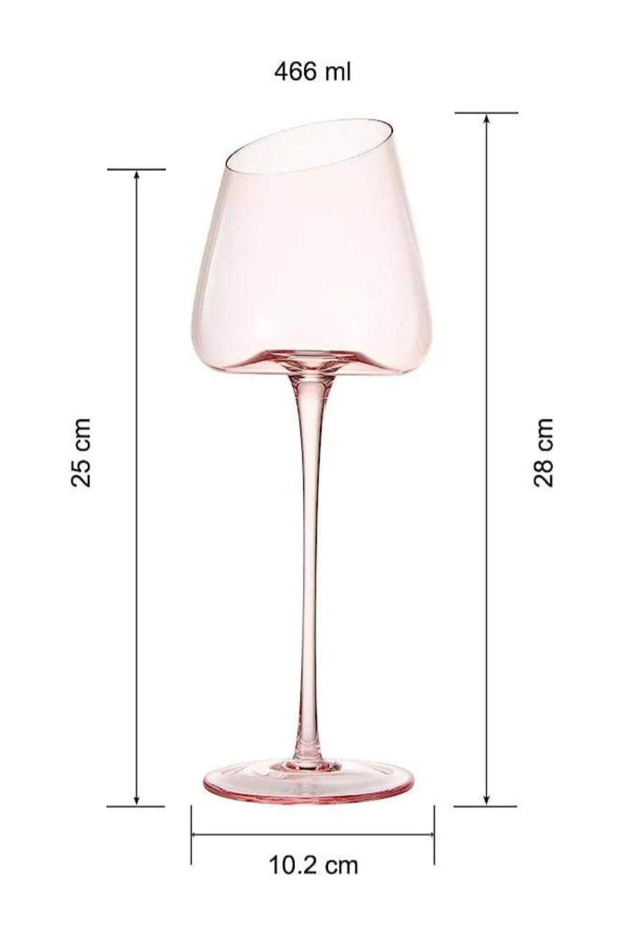 Pink Slanted Wine Glass Set of 2