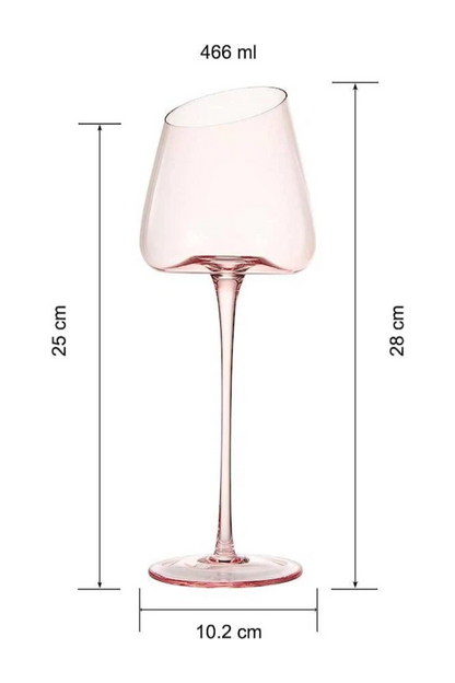 Pink Slanted Wine Glass Set of 2