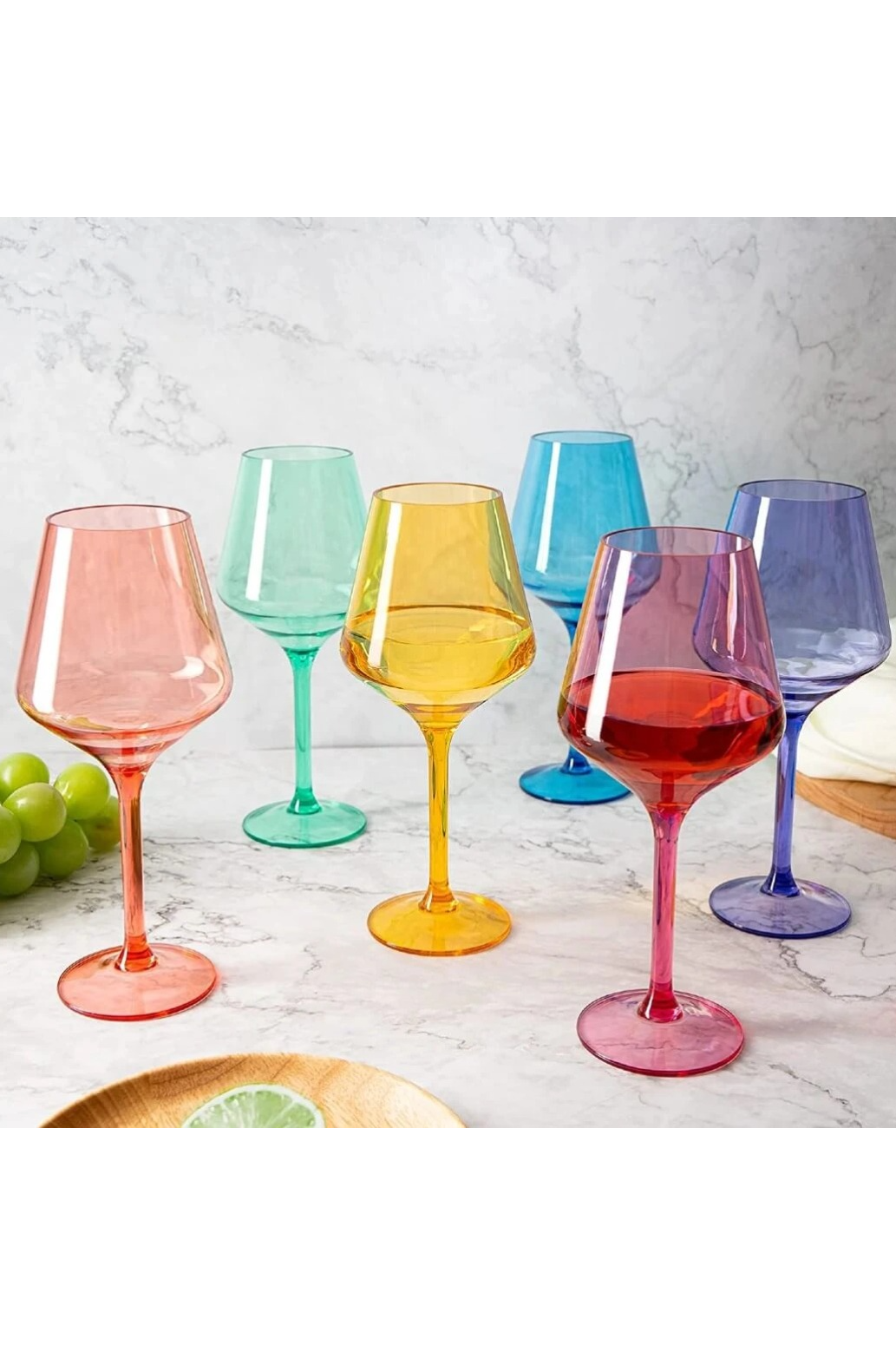 Acrylic Wine Glass Multicolor Set of 6
