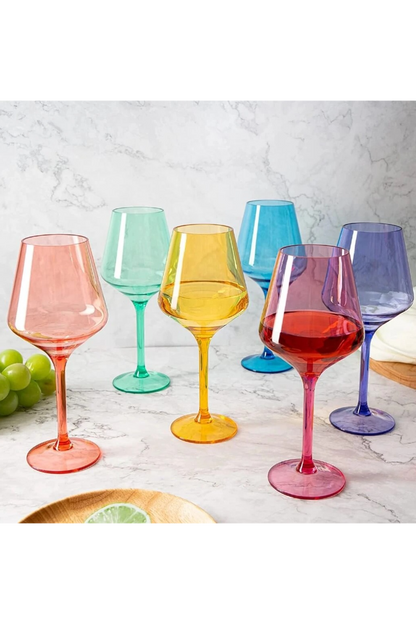 Acrylic Wine Glass Multicolor Set of 6