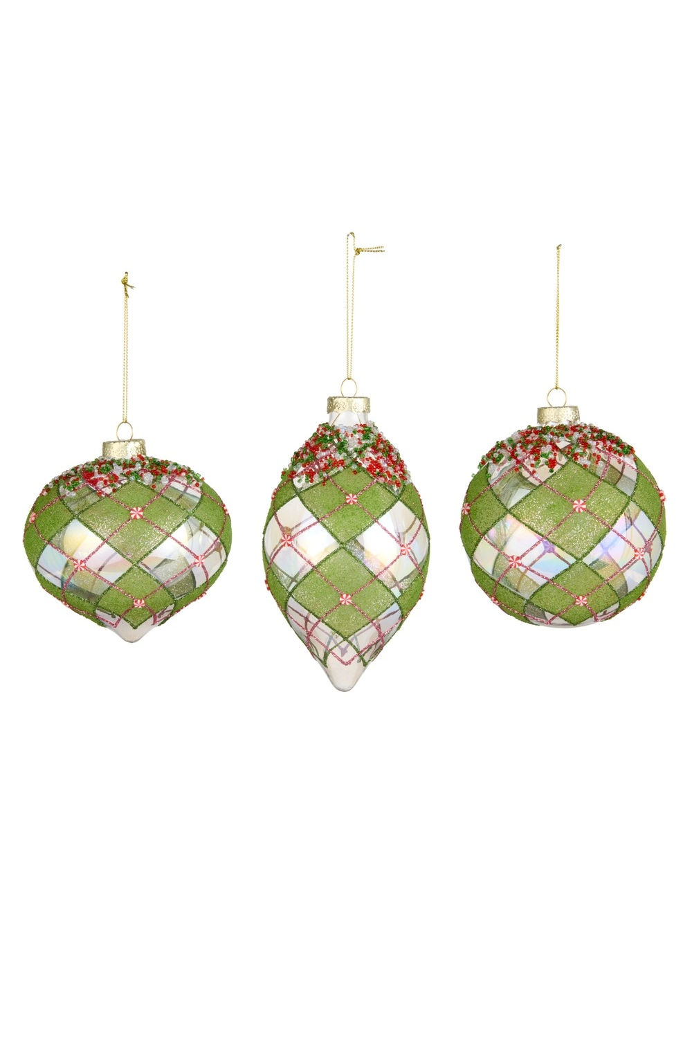 4" Green Diamond Pattern Ornament