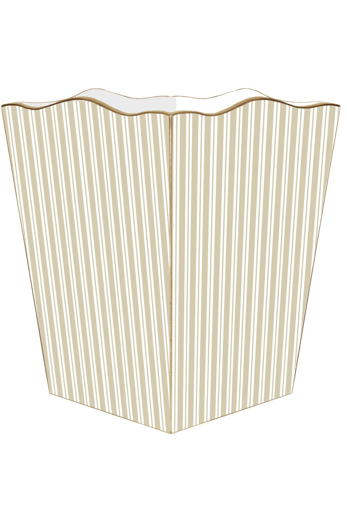 Taupe Stripe Waste Basket