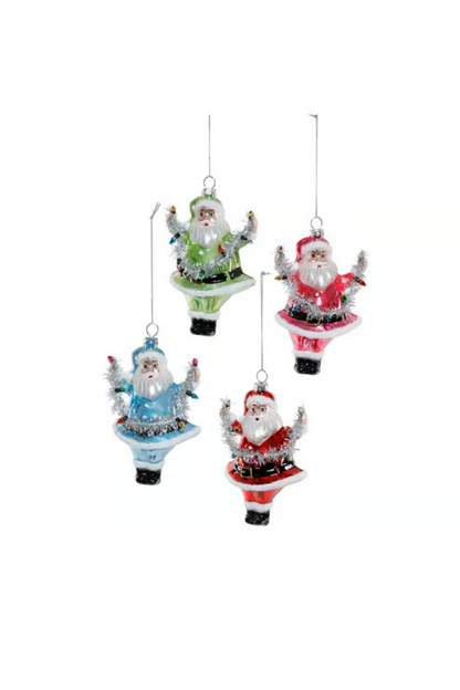 Glass Santa Ornament