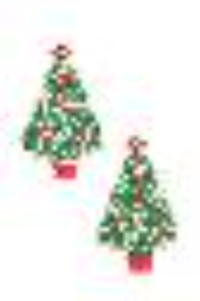 O Christmas Tree Enamel Stud Earrings