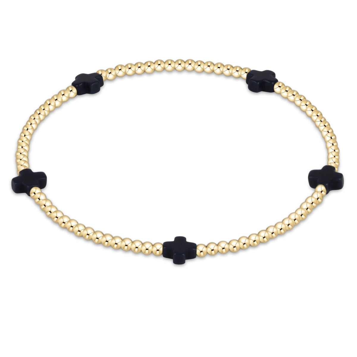 Signature Cross 2mm Gold - Navy