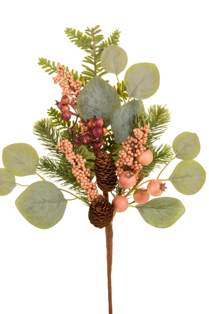 19" Pink Berry and Eucalyptus Spray