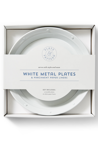 Boxed set of 4 plates including white liners