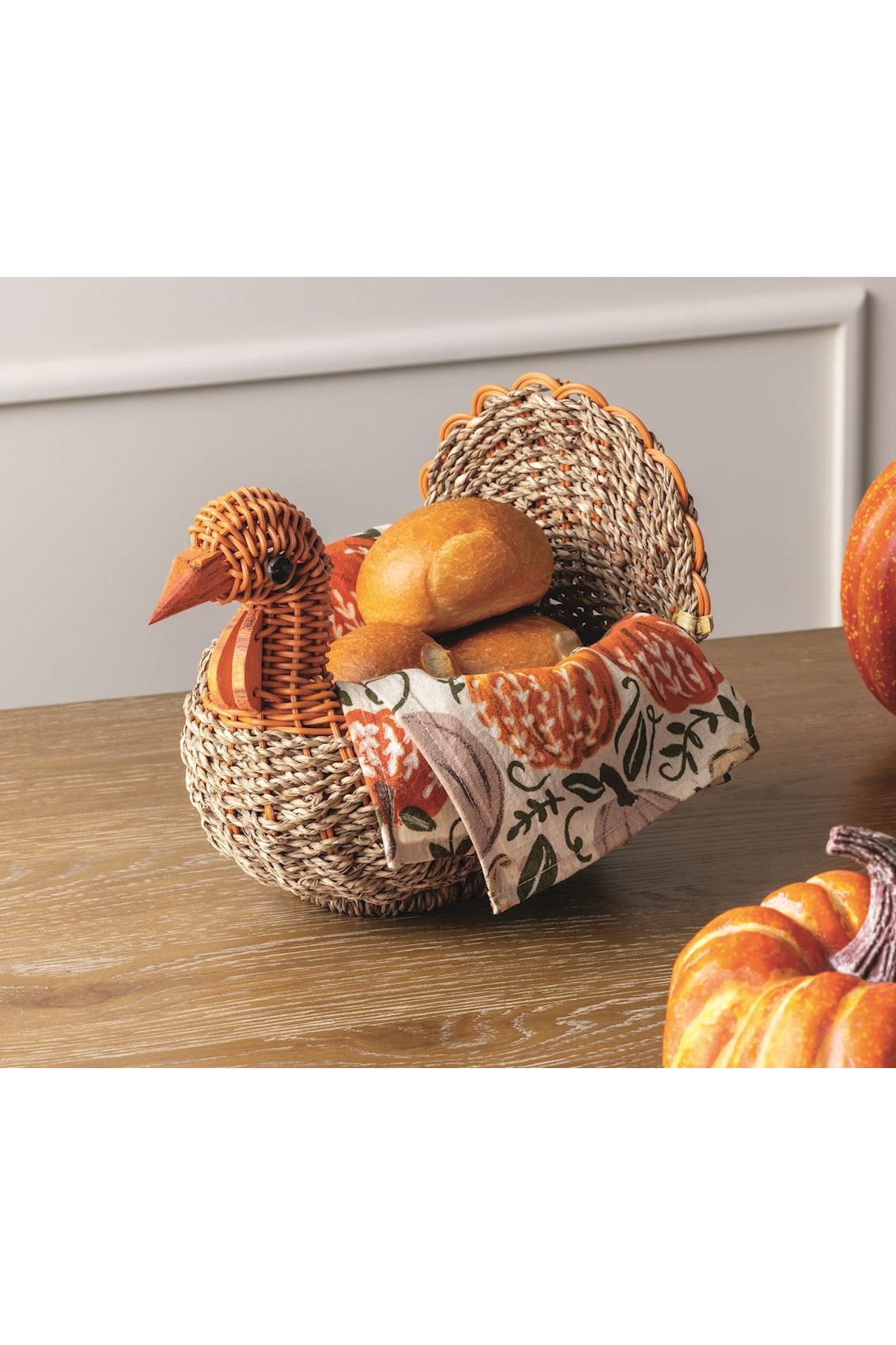 Woven Turkey Bread Basket set