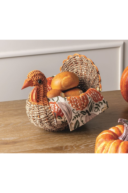 Woven Turkey Bread Basket set