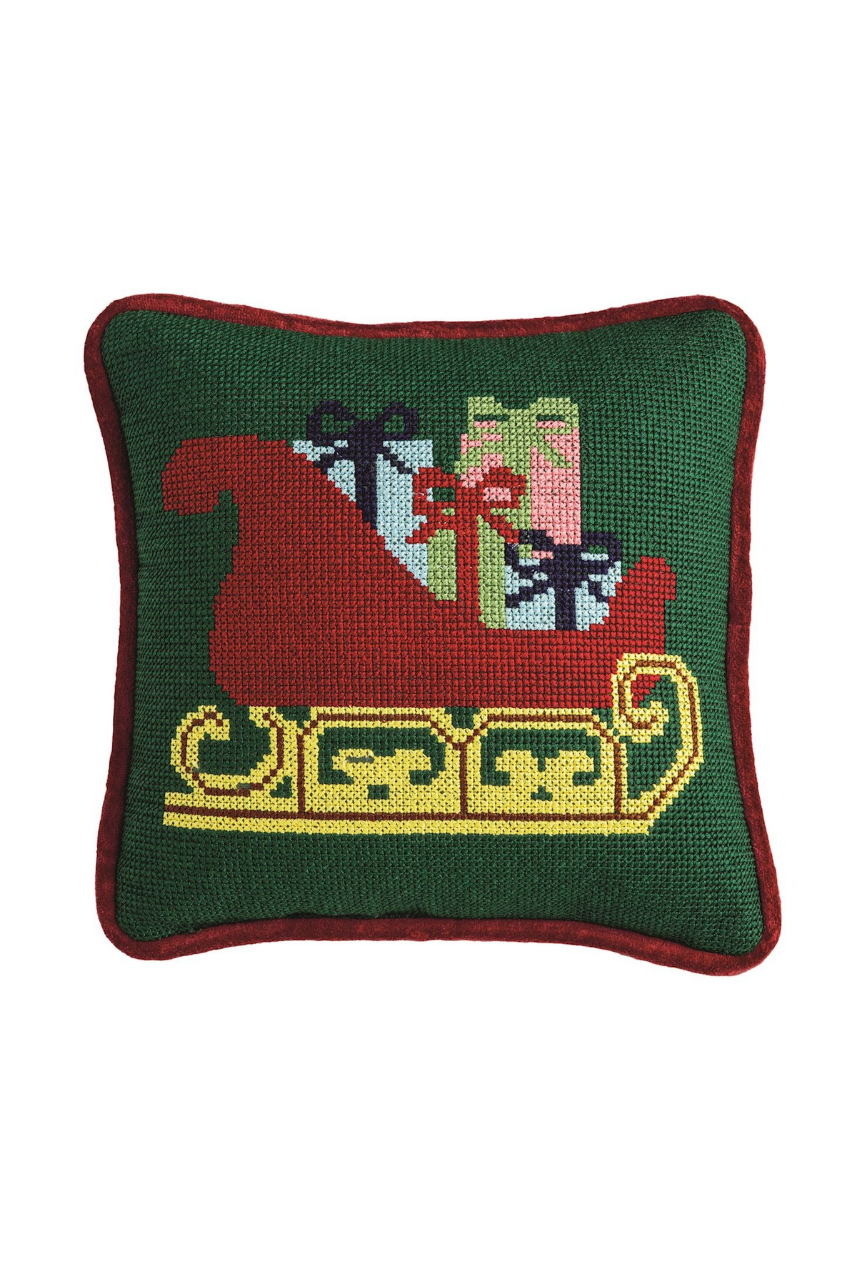 Christmas Needlepoint Mini Pillow