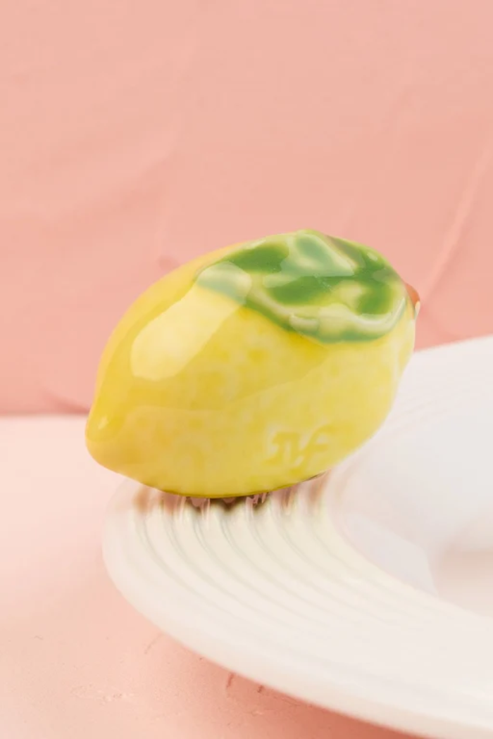 lemon squeeze ceramic plate marker