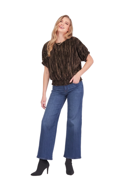Brown Cinched Sleeve Top