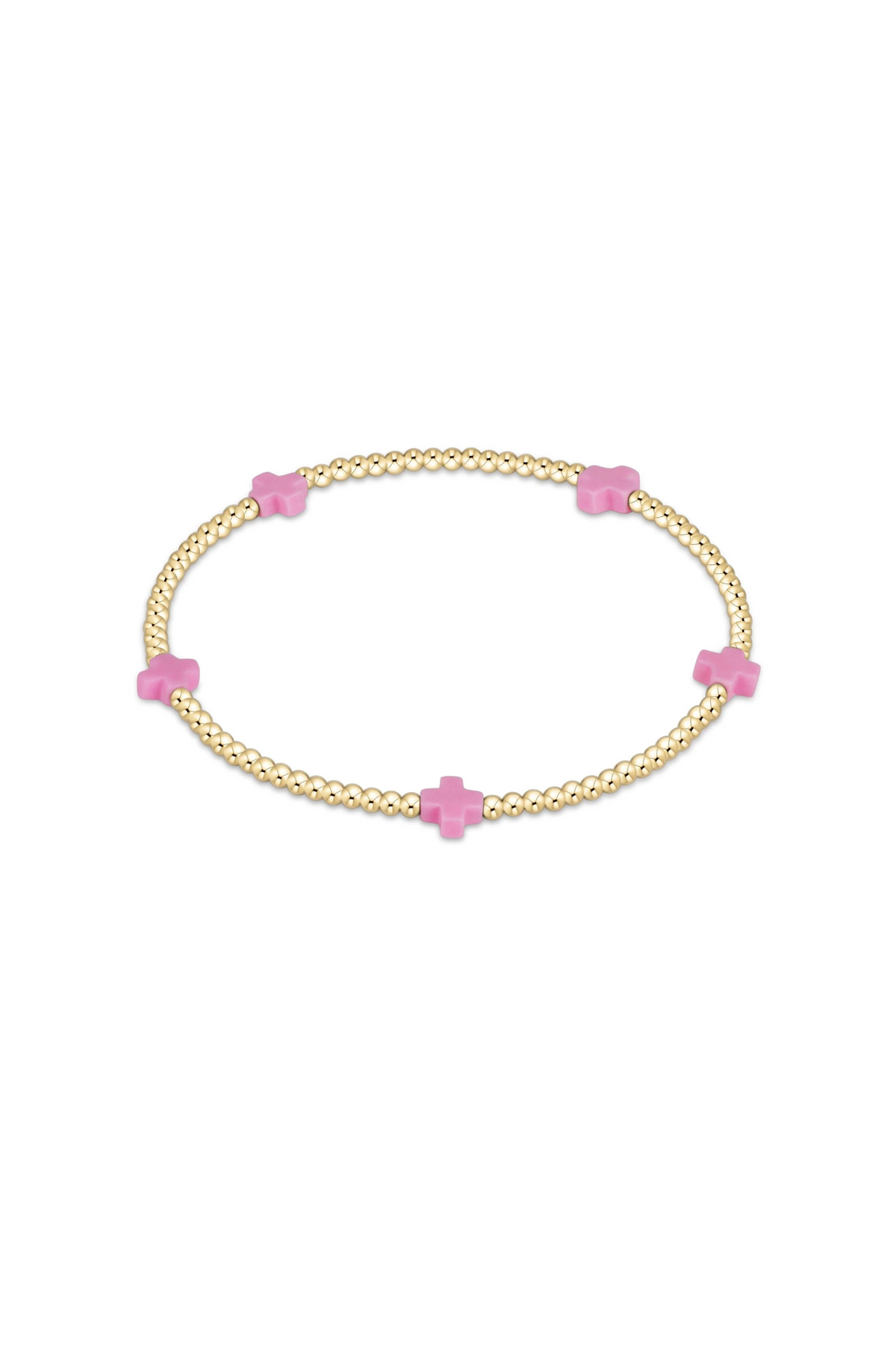 Signature Cross 2mm Gold Bracelet - Bright Pink